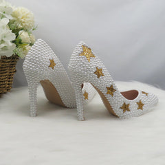 Matching Shoes and Bags: Gold Star Women Wedding Shoes With Matching Bag Bride