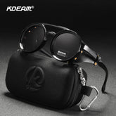 Sunglasses Men Women Leather Shield Sunglasses Twin Bridge Designed