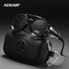 Sunglasses Men Women Leather Shield Sunglasses Twin Bridge Designed