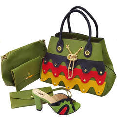 Matching Shoes and Bags: Black Color Comfortable Heels Italian Lady Shoes