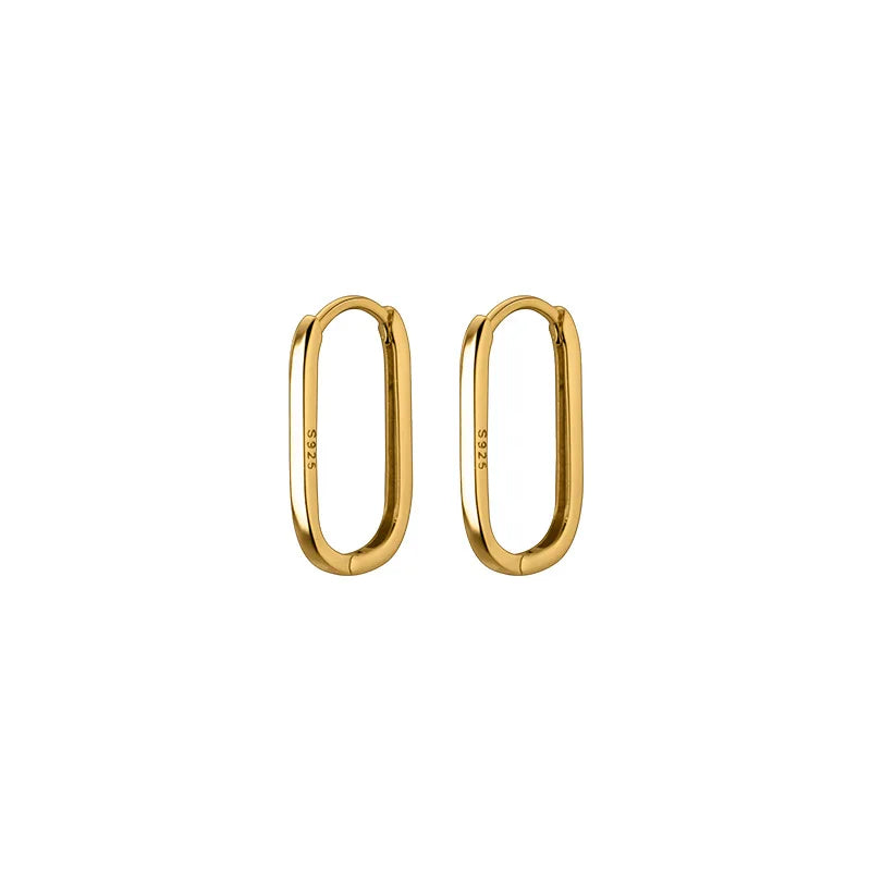 WANTME 925 Sterling Silver Simple Oval Glossy Huggies Ear Buckle for Women Fashion Bohemian European piercing Earrings Jewelry