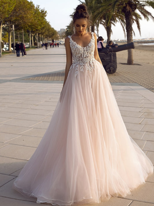 White Bridesmaid Dresses: Wedding Dress Blush Pink Tulle A Line Princess