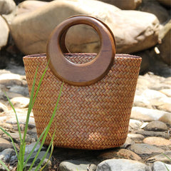 woven handbags Seaside vacation bag rattan Bucket bag