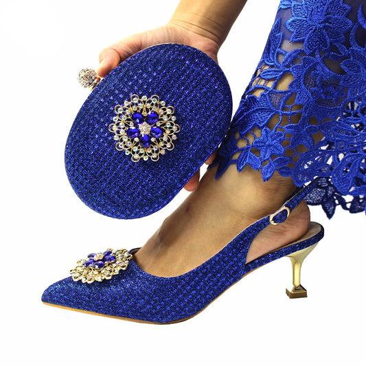 Matching Shoes and Bags: Italian Design Women Shoes Matching Bag in Gold Color