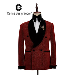 Groomsmen Suits: Men Suit Tuxedo 2 Pieces Double Breasted Shawl Lapel Wedding Party