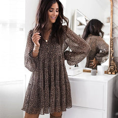 Formal attire Dresses: Women Dress Casual V-neck Long Sleeve Dress