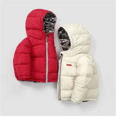 Can Be Worn On Both Sides Winter Boys Jacket Thick Keep Warm Hooded Coat