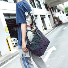Luminous reflective Bag Geometric Tote Folding Shoulder Bags for women