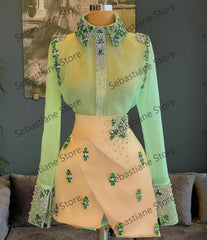 Homecoming Dresses: Prom Dresses Long Sleeves Crystals Shiny Women Party Gowns
