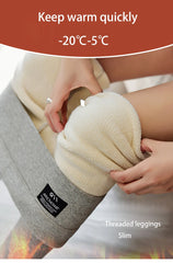 Winter Women Pants Thermal Fleece Thicken Leggings High Waist Ribbed Leggings
