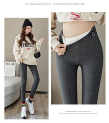 Winter Women Pants Thermal Fleece Thicken Leggings High Waist Ribbed Leggings