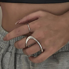 Fashion Stamp Finger Rings Charm Women Irregular Simple Geometric