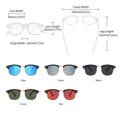 Sunglasses Men Women Polarized UV400 Protection Semi-Rimless Retro Eyewear