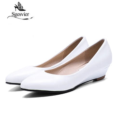Women Pumps Pointed Head Low Heels Wedge Shoes Woman Shallow Slip On Shoes