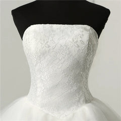 White Bridesmaid Dresses: Simple Classic Ball Gown ivory Wedding Dress Lace Up Sweet