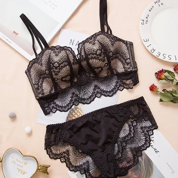 Comfortable Gathering Underwear Suit push up bra Ring-free lace edge