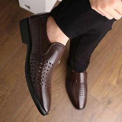 Holes Summer Men's Shoes Soft Leather Formal Shoes Men