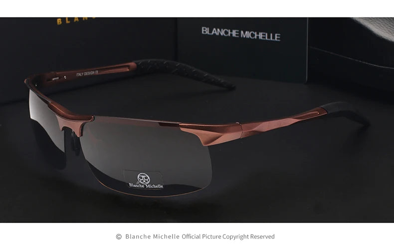 Sunglasses Polarized Men UV400 Rectangle Gold Outdoor Driving Sun Glasses