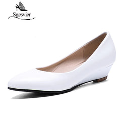 Women Pumps Pointed Head Low Heels Wedge Shoes Woman Shallow Slip On Shoes