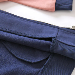 Autumn Spring Child V-Neck Sports Outwear Mandarin Collar Color Patchwork Jacket