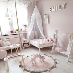 Cotton Round Rug Nordic Soft Fluffy Floor Foot Mat Korean Style Baby Kids Bedroom