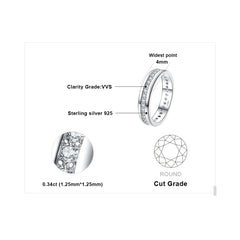 JewelryPalace Solid 925 Sterling Silver Wedding Engagement Ring for Woman