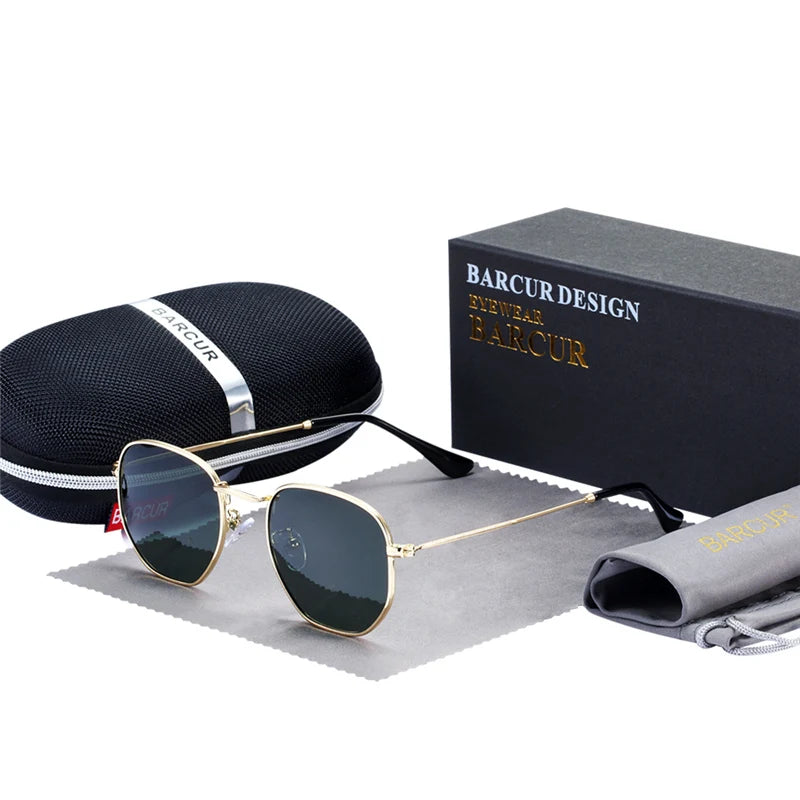 Sunglasses Man Hexagon Sunglasses Metal Frame Eyewear Sunglasses