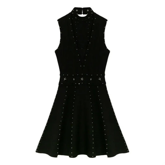 Evening wear Dresses: Women Slim Sleeveless Beading Female Vintage Dresses