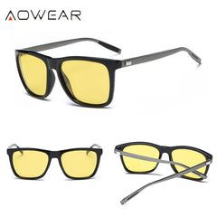 Glasses Men Aluminium Yellow Lens Sunglasses Men Polarized Night Safe Driving