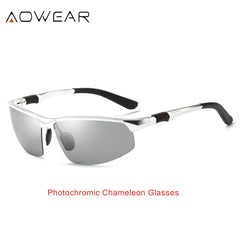 Sunglasses Men Polarized Day Night Driving Glasses Aluminium Rimless