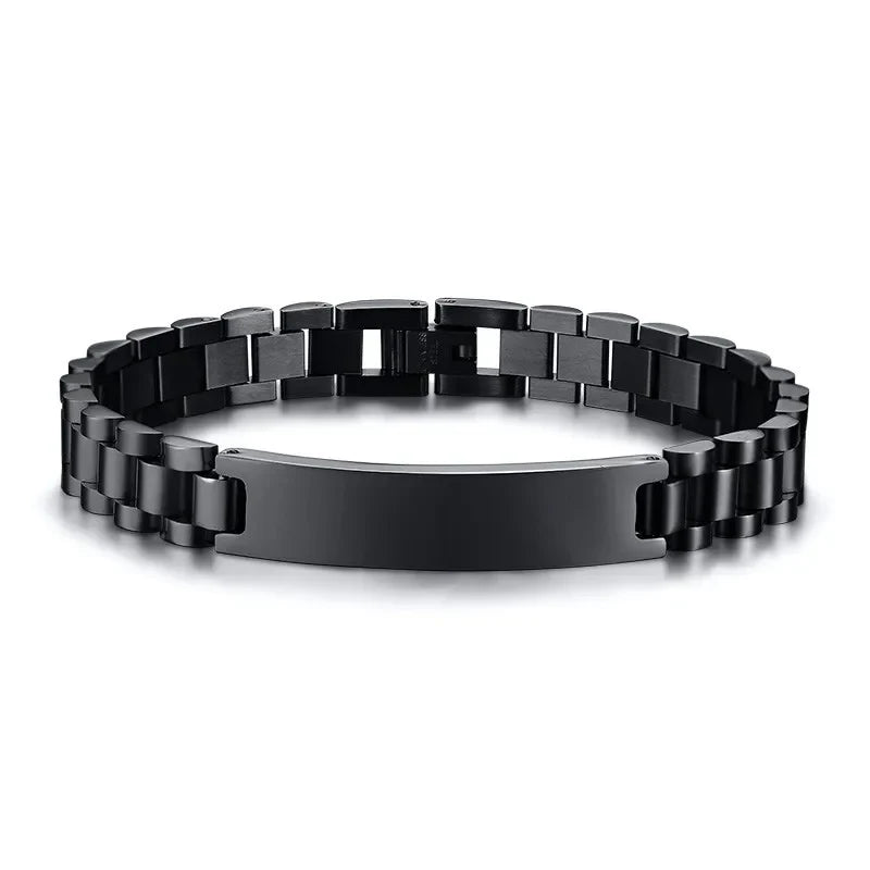 Vnox Free Personalize 10mm Stainless Steel ID Bracelets for Men Casual Male Pulseira Valentine's Day Gift for Him Drop Shipping