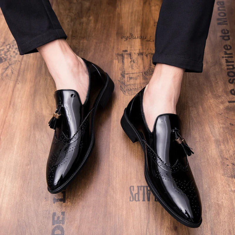 Pointed Toe Formal Shoes Man Leather Oxfords Spring Men Italy Dress Shoes