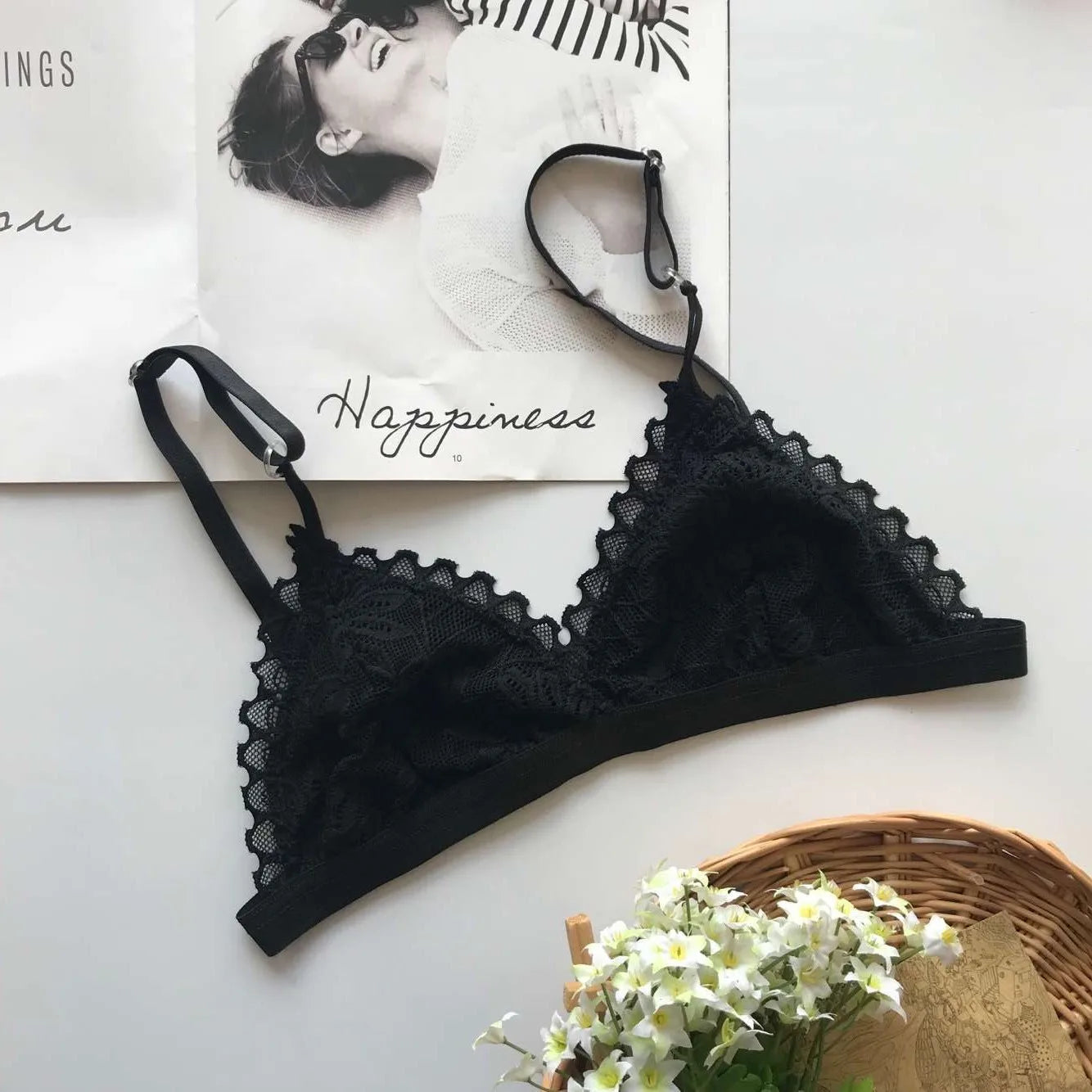 Lace Tube Top Women Hollow Out Bralette Thin Chest Girl Bras Seamless Transparent