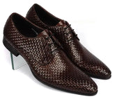 Knitted Leather Mens Fashion Business Office Dress Shoes Italian Oxfords Derby Shoes