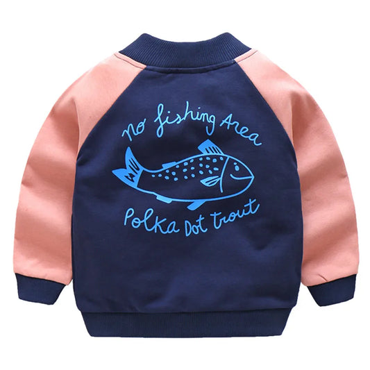 Autumn Spring Child V-Neck Sports Outwear Mandarin Collar Color Patchwork Jacket