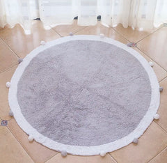 Cotton Round Rug Nordic Soft Fluffy Floor Foot Mat Korean Style Baby Kids Bedroom