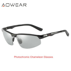 Sunglasses Men Polarized Day Night Driving Glasses Aluminium Rimless