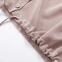 Hooded Thin Sweater Cardigan Women Silk Linen Spring Summer Lace Up V-neck Short