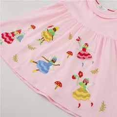 Jumping Meters Summer Girls Dresses Floral Baby Clothes Short Sleeve