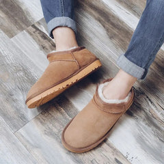 Fashion Winter Ankle Rubber Wool Boots For Women Australian Genuine Cowhide Leather