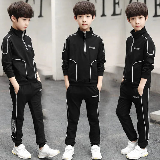 4 5 6 8 10 12 Years Big Boys Clothing Sets Autumn Cotton Long Sleeve Sweatshirt + Pants 2Pcs Kids Sports Suit Teenage Tracksuits