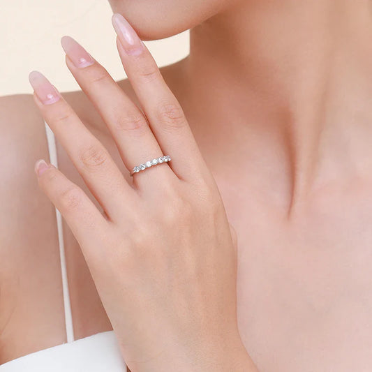 Ailmay 100% 925 Sterling Silver Stackable Round Dazzling Cubic Zirconia Rings for Women Wedding Engagement Jewelry Gift