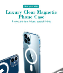 Hard Crystal Original Magnectic Case For iPhone 13 12 11 14 15 16Pro Max XSMAX XR SE 7 8Plus For Magsafe Wireless Charging Cover
