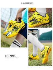 Size 28-39 Children Soccer Shoes Yellow Football Boots Boy Girl Trainers Sneakers