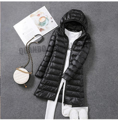 Women Ultra Lightweight Packable Long Puffer Jacket Autumn Winter