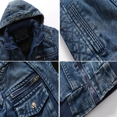 Men’s Denim Jacket Trendy Fashion Male Denim Jean Hoodies Casual Male Clothing