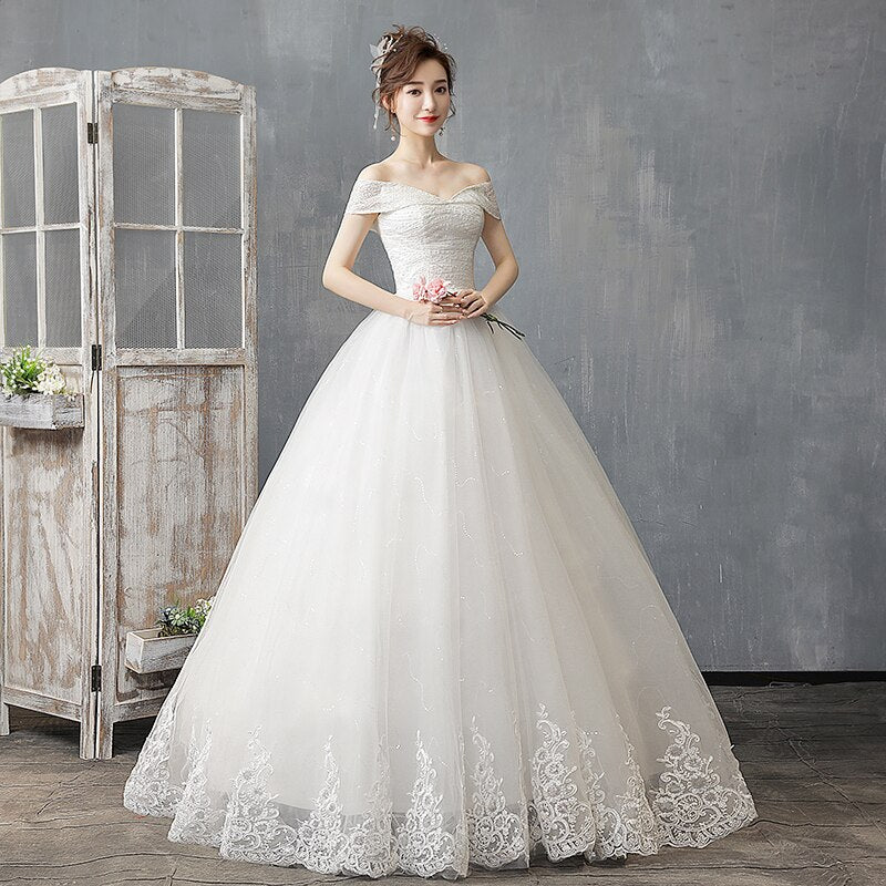 White Bridesmaid Dresses: Off The Shoulder Wedding Dress Light And Simple