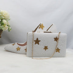 Matching Shoes and Bags: Gold Star Women Wedding Shoes With Matching Bag Bride