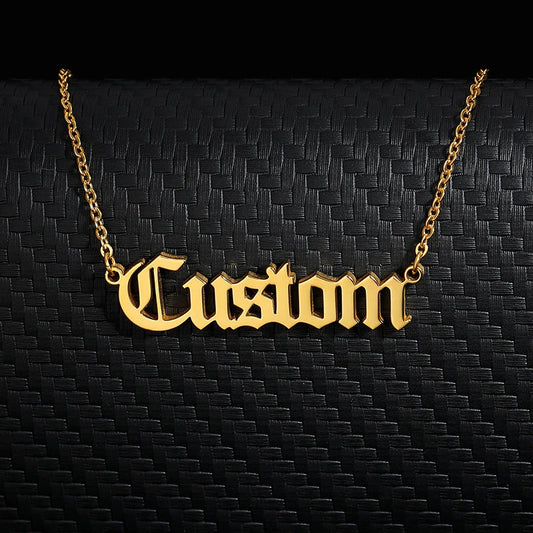 Old English Custom Name Necklaces For Women Men Stainless Steel Customized Necklace Pendant Personalized Goth Neck Chain Jewelry
