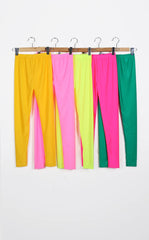 Women Shiny Pants Leggings Solid Color Fluorescent Spandex